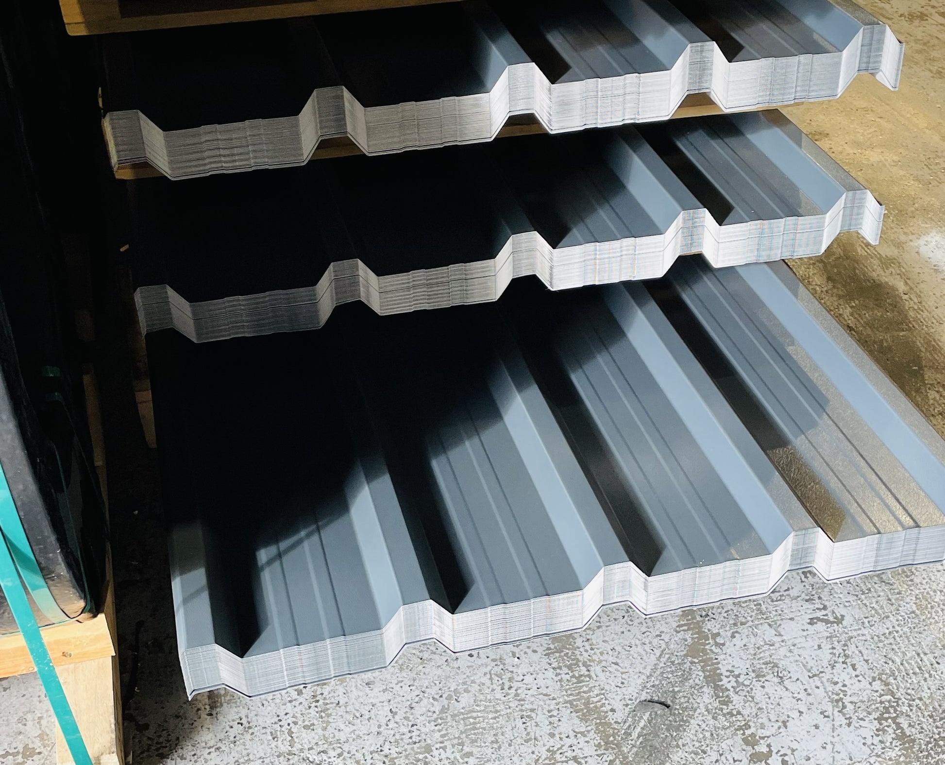 grey steel roofing sheets, box profile, plastic coated, midlands uk
